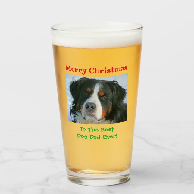 Weihnachts-Hund Vater Bestes Pet Foto Beer Pint Glas (Vorne (Gefüllt))