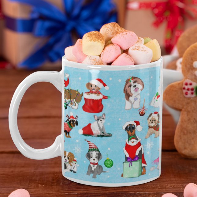 Weihnachts-Hunde-Feier  Kaffeetasse (Unleash the Holiday Spirit with Our Paw-fect Christmas Pups! Grab Your Merry Mugs Now!)