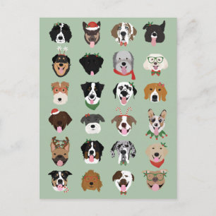 Weihnachts-Hunde-Gesichtsmuster Postkarte