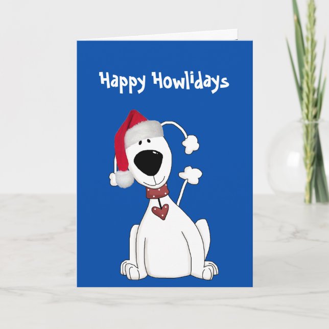 Weihnachts-Hunde Humor auf blau Karte (Vorderseite)