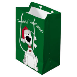 Weihnachts-Hunde Humor auf Grün Mittlere Geschenktüte