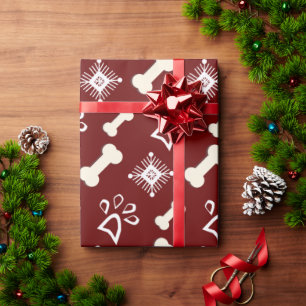 Weihnachts-Hundeknochen-Schneemuster Geschenkpapier