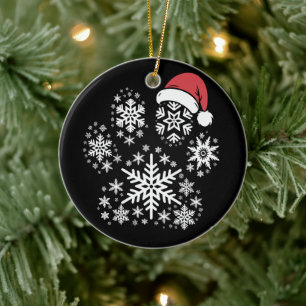 Weihnachts-Hundepfoten-Santa-Hut Besitzer Geschenk Keramik Ornament