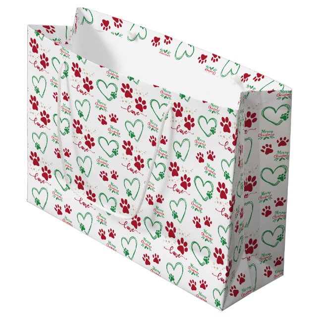 Weihnachts-HUNDERSCHMERZEN und LIEBE HÖREN Festlic Große Geschenktüte (Vorderseite Schrägansicht)
