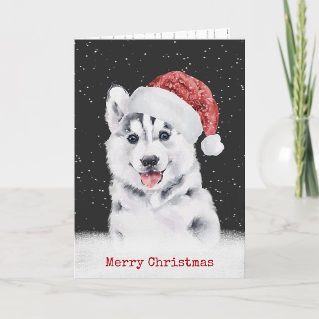 Weihnachts-Husky-Card Karte (Vorderseite)