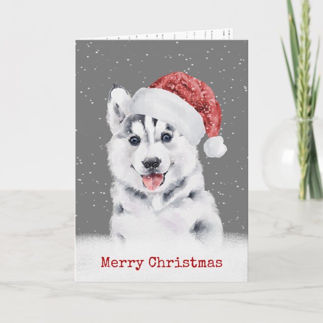 Weihnachts-Husky-Card Karte (Vorderseite)