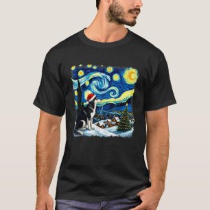 Weihnachts Husky Hund Sternennacht für Männer Fra T-Shirt