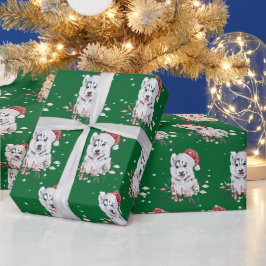 Weihnachts-Husky mit Weihnachtsmannmütze-Umschlagp Geschenkpapier