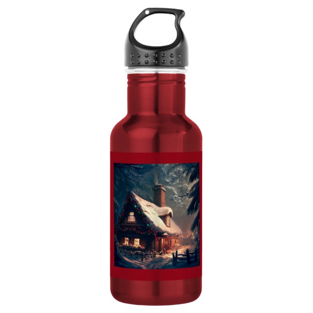 Weihnachts-Hütte 2 Edelstahlflasche (Vorderseite)