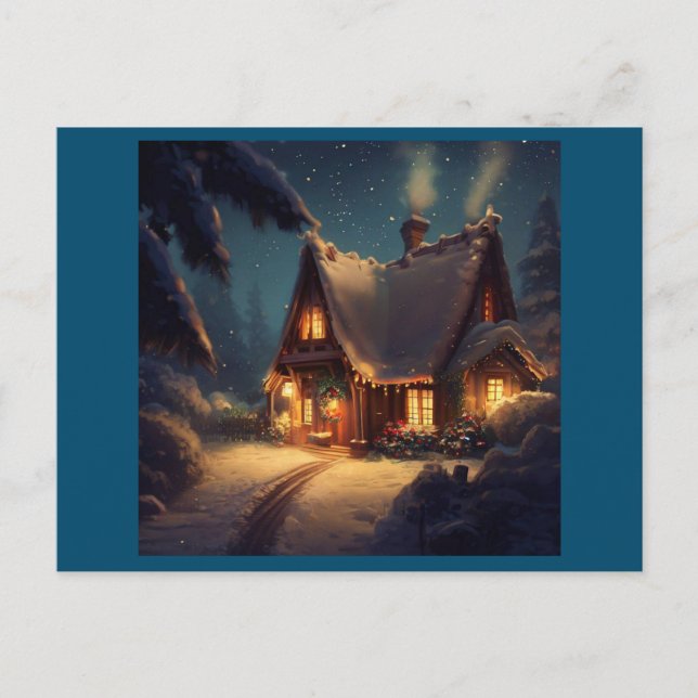 Weihnachts-Hütte 4 Feiertagspostkarte (Vorderseite)