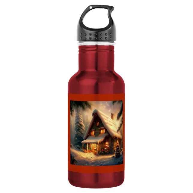 Weihnachts-Hütte 8 Edelstahlflasche (Vorderseite)