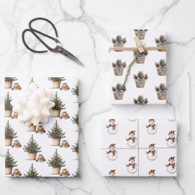 Weihnachts-Hyge-Wrapping Paper Flat Sheet Set 3 Geschenkpapier Set (Vorderseite)