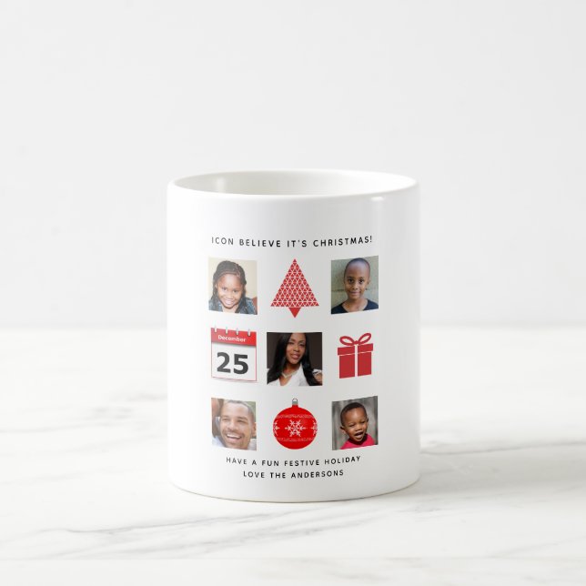 Weihnachts-ICON-FOTO-COLLAGE - Modern halten Kaffeetasse (Mittel)