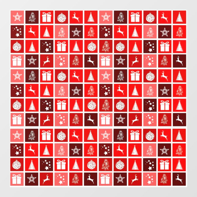 Weihnachts Icon Red Squares Holiday Art Classic Fensteraufkleber (Blatt)