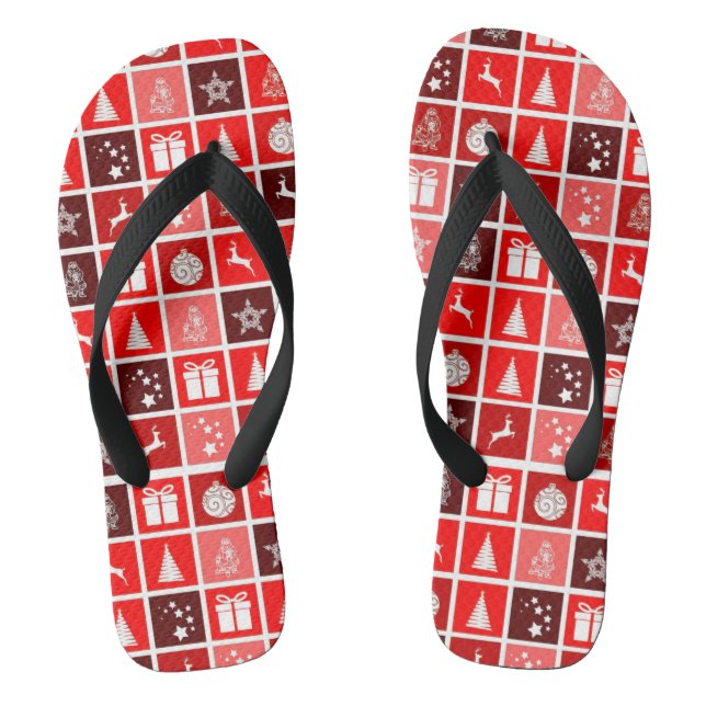 Weihnachts Icon Red Squares Holiday Art Classic Flip Flops (Fußbett)