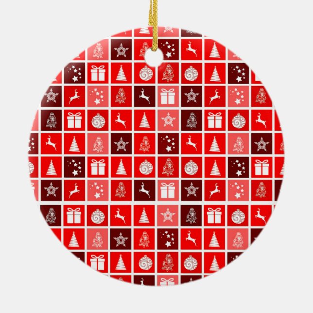 Weihnachts Icon Red Squares Holiday Art Classic Keramik Ornament (Hinten)