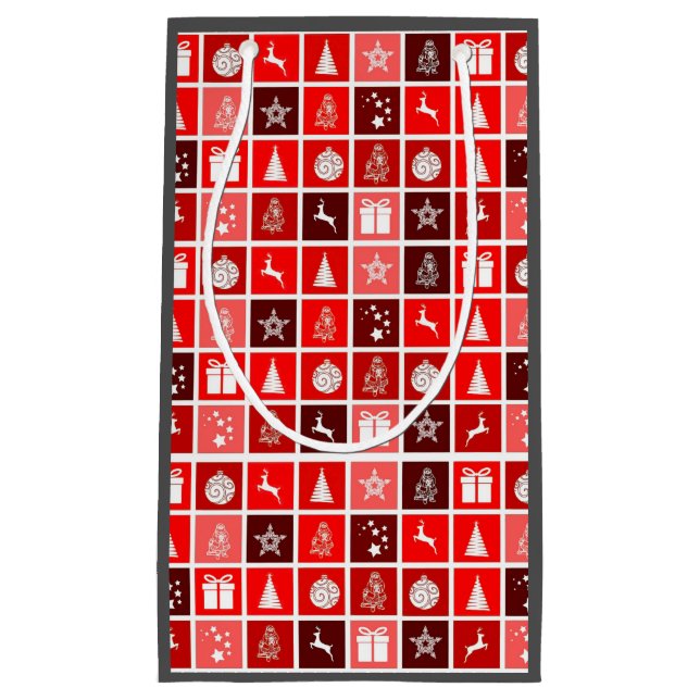 Weihnachts Icon Red Squares Holiday Art Classic Kleine Geschenktüte (Vorderseite)