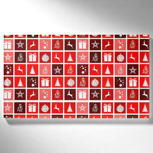 Weihnachts Icon Red Squares Holiday Art Classic Namenschild (Vorderseite)