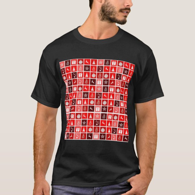 Weihnachts Icon Red Squares Holiday Art Classic T-Shirt (Vorderseite)