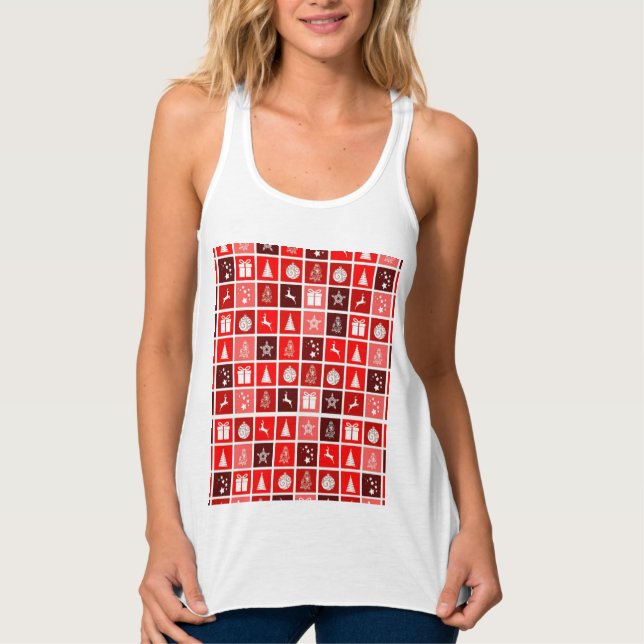 Weihnachts Icon Red Squares Holiday Art Classic Tank Top (Vorderseite)