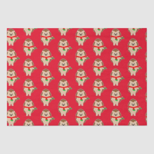 Weihnachts-Igel Holly: Sei Jolly! Geschenkpapier Seidenpapier (Vorderseite)