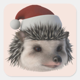 Weihnachts-Igel oder Opossum mit Santa Costum Quadratischer Aufkleber