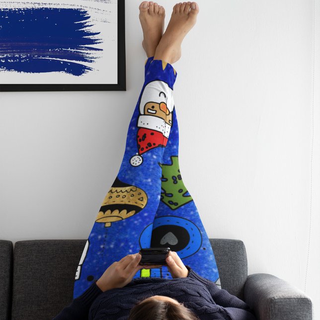 Weihnachts-Ikonen Spaß Festivals farbenfrohe blaue Leggings (Von Creator hochgeladen)