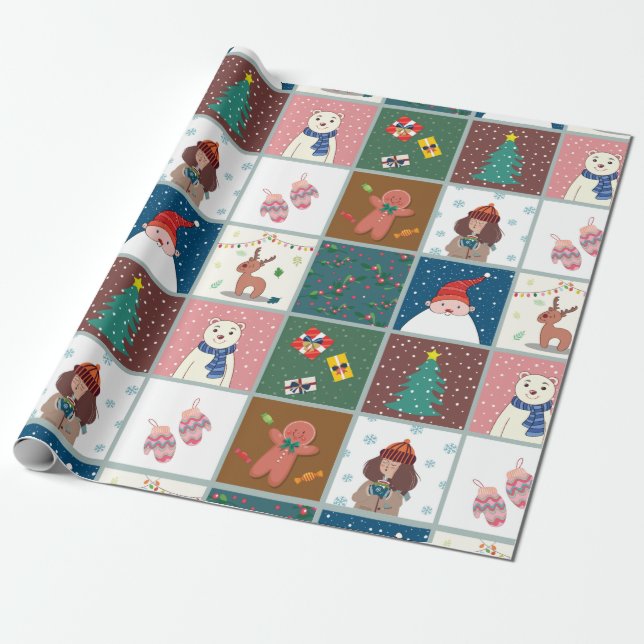 Weihnachts-Illustration - Matte Wrapping Paper Geschenkpapier (Ungerollt)