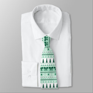 Weihnachts-Imitate Sweater Strick Muster in Minze Krawatte