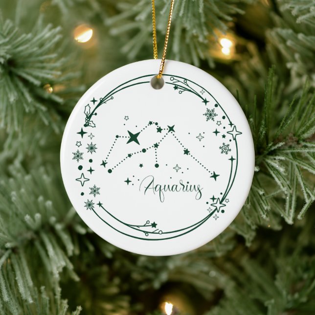 Weihnachts-Individuelle Name Aquarius Zodiac Sign  Keramik Ornament (Baum)