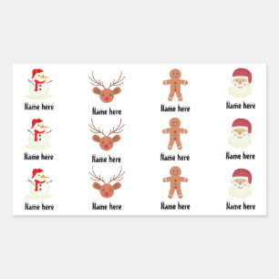 Weihnachts-individuelle Name Familienfreunde Kinde Rechteckiger Aufkleber