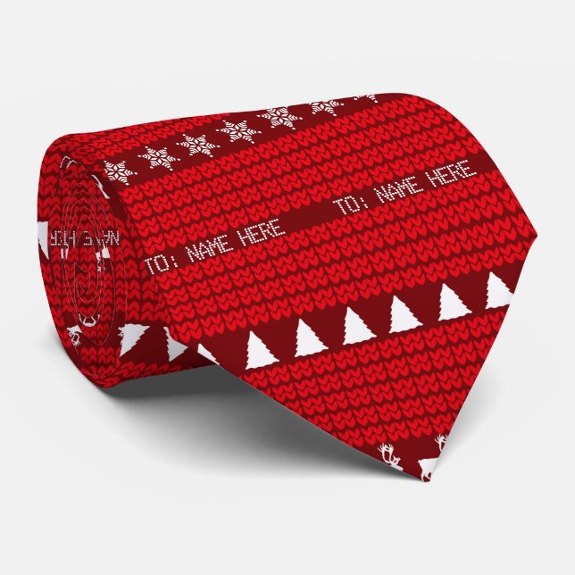 Weihnachts-Individuelle Name Red White Knitter Pul Krawatte (Gerollt)