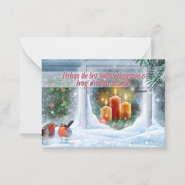 Weihnachts-inspirierendes Zitat "Lächeln" Mitteilungskarte (Vorderseite)