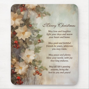 Weihnachts-Irischer Segen Schöne Winterblumen Mousepad