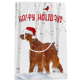 Weihnachts-Irish Setter mit Birch Trees Mittlere Geschenktüte