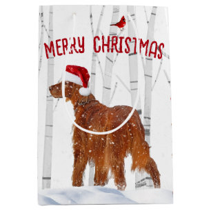 Weihnachts-Irish Setter mit Birch Trees Mittlere Geschenktüte