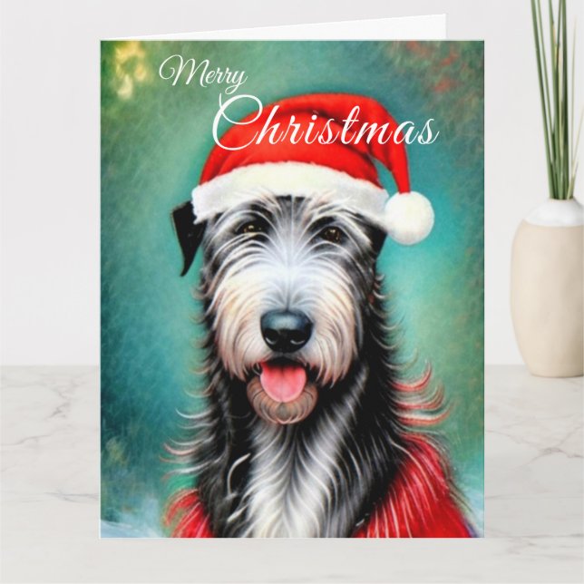 Weihnachts Irish Wolfhound Card Karte (Vorderseite)