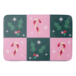 Weihnachts-Ivy, Candy Cane mit Sternen-Checkerboar Badematte