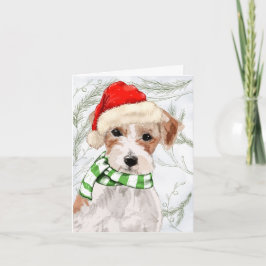Weihnachts-Jack Russell und Botanische Kiefern Feiertagskarte