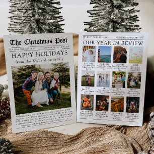 Weihnachts-Jahresrückblick-Zeitung Postkarte