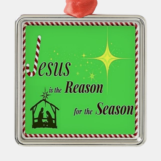 Weihnachts-Jesus-Ornament Silbernes Ornament (Vorne)