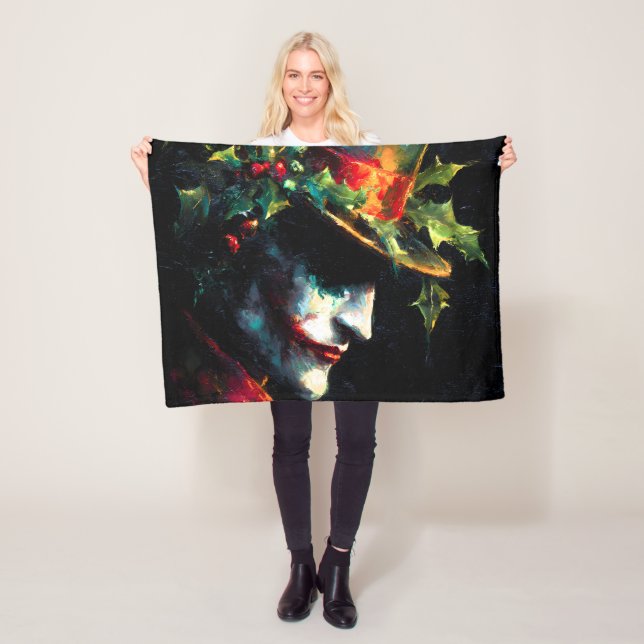 Weihnachts-Joker-Portrait Fleecedecke (Beispiel)