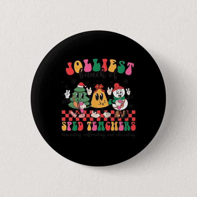 Weihnachts-Jolester-Haufen Sped-Lehrer Niedlich Gr Button (Vorderseite)