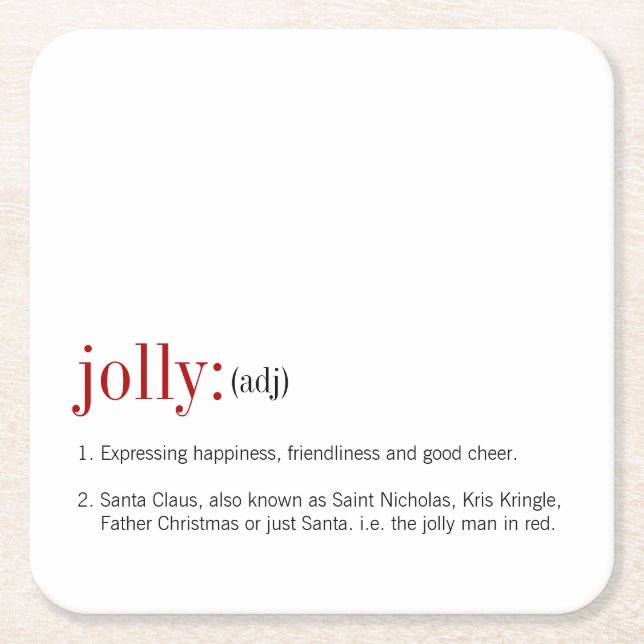 Weihnachts-Jolly-Definition-Urlaub Rechteckiger Pappuntersetzer (Vorderseite)