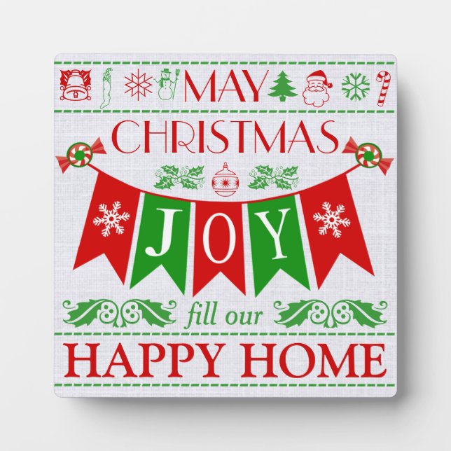Weihnachts-Joy Banner Text Art Display Plaque Fotoplatte (Vorderseite)