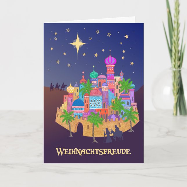 Weihnachts Joy Bethlehem German Grußkarte Karte (Vorderseite)