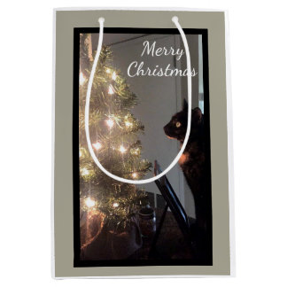 Weihnachts Joy Calico Cat Medium Geschenktasche Mittlere Geschenktüte