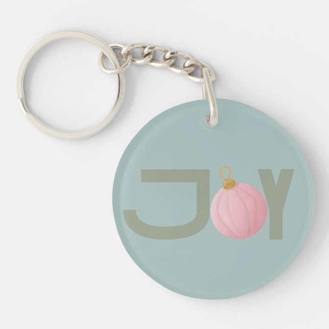 Weihnachts-Joy minimalistischer Salbeirosa Schlüss Schlüsselanhänger (Vorderseite)