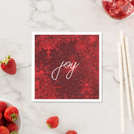 Weihnachts Joy Red Snowflakes Falling Snow Serviette