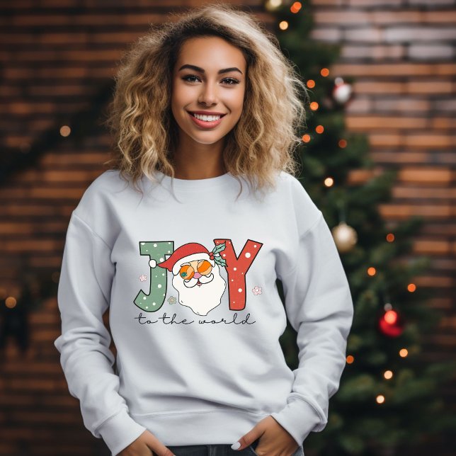 Weihnachts Joy Retro Santa in Sonnenbrille Sweatshirt (Von Creator hochgeladen)